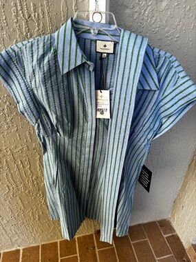 TUCKERNUCK Stripe Mini Callie Dress seersucker NWT medium blue green